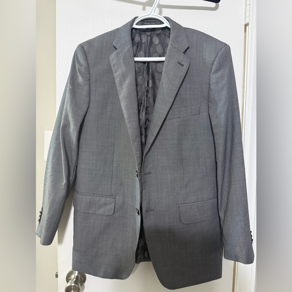 Indochino Made For You Gray Sport Coat Men Custom Blazer JL Monogram
